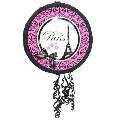 Paris Damask Drum Pull-String Pinata Party Accessories