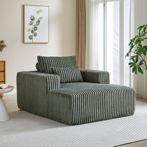 62.5-Inch Corduroy Sofa Lounger - Assembled, Plush Modern Sleeper for Living Room & Bedroom Comfort - 1 of 4