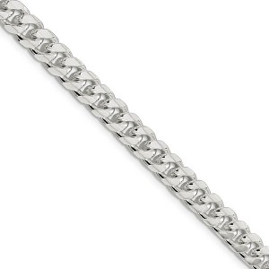 Black Bow Jewelry Men's 7.25mm Sterling Silver Solid D/C Domed Curb Chain Necklace - 1 of 4