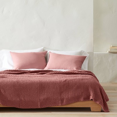 Full Rose Chunky Knit Machine Washable Bed Blanket