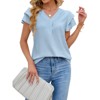 Womens Summer Casual Flutter Short Dressy Sleeve Shirts V Neck Work Blouse Business Tops - 2 of 4