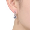 Guili Tiered Shine Sterling Silver with Rhodium Plated Clear Round Cubic Zirconia Bezel Set Three Tier Drop Earrings for a Stunning and Elegant Look - 2 of 3