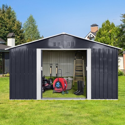 11x10 FT Large Metal Outdoor Tool Storage Shed,Storage House With Window And Galvanized Frame,Storage Shed For Garden Backyard-Coolbibila