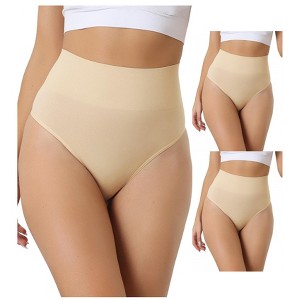 Allegra K Women's High-Waisted Invisible Stretchy Comfortable Thong 3 Packs - 1 of 4