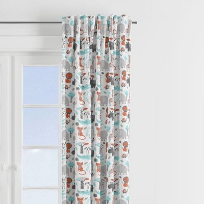 Bacati - Safari Jungle Aqua/Orange/Grey Curtain Panel