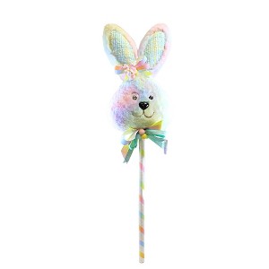 31.0 Inch Bunny Head On Stick Tye-Dye Rabbit Fabric Figurines - 1 of 4