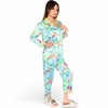 Anna-Kaci Lounge Women's Satin Pajama Set with Tropical Flamingo Print and Waist Tie- Light Blue,Small - 3 of 4