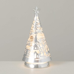 10.25"H Sullivans Christmas LED Village Shimmer Tree Light, Silver, Indoor Christmas Decor - 1 of 4