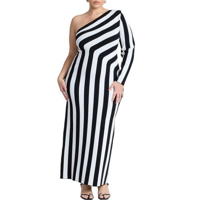 ELOQUII Women's Plus Size Striped Maxi Dress