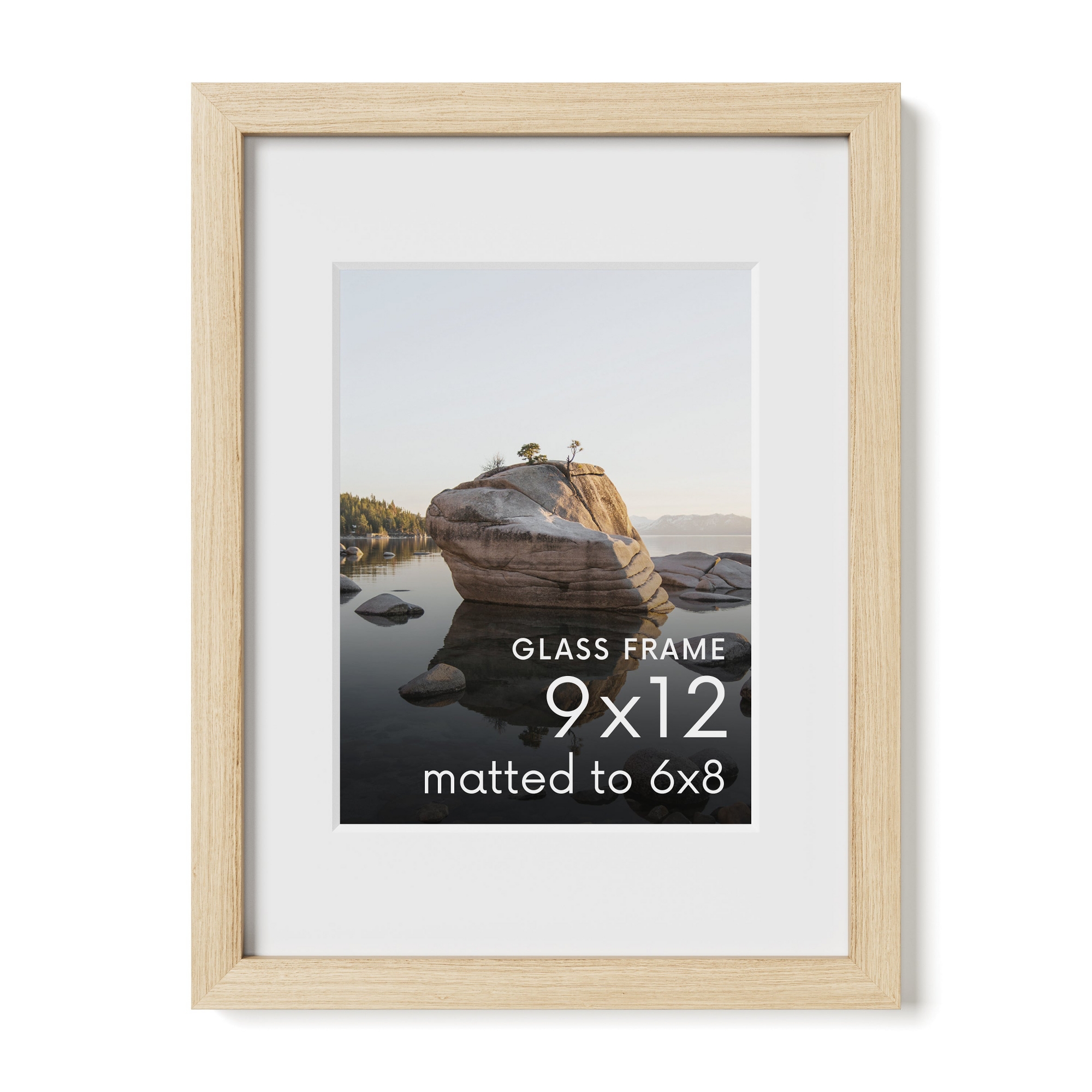 Haus and Hues Oak Picture Frame with Glass, Natural, 9x12