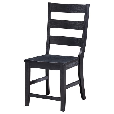Black Tall Ladder Back Wood Dining Chairs, Set of 2