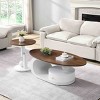 Nesting MDF Coffee Table Set of 2,Oval Coffee Table with Storage Drawer and Metal Frame,Modern Coffee Table Set for Living Room-Coolbibila - 3 of 4