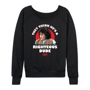Women's - Ferris Bueller's Day Off - Righteous Dude Lightweight French Terry Wide Neck Long Sleeve Shirt - 1 of 4