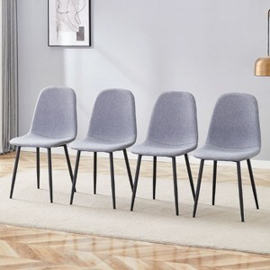 CAVINAS Set of 4 Modern Linen-Cotton Dining Chairs, Kitchen Side Chair with Gold Metal Legs - 1 of 4