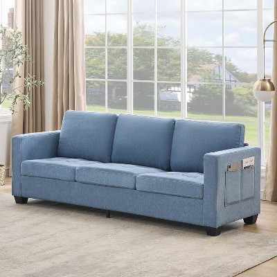 GustoWave 89" 3-Seat Sofa for Living Room, Modern Comfy Sofa with Removable Cover, Wide Armrest, Chenille Fabric Couches