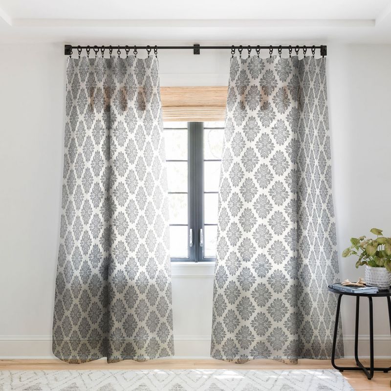Avenie Neutral Damask Flourish 96" x 50" Single Panel Sheer Window Curtain - Society6, 1 of 7