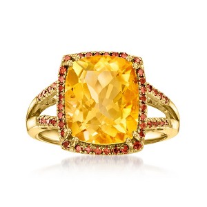 Ross-Simons 4.80 Carat Citrine and .29 ct. t.w. Red Diamond Ring in 18kt Gold Over Sterling - 1 of 4