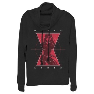 Juniors Womens Marvel Black Widow Hero Target Cowl Neck Sweatshirt - 1 of 3