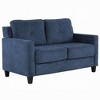 Royal Hampton Loveseat, Track Armrest, 58 Inch, Blue Fabric w Tufted Backrest - 3 of 4