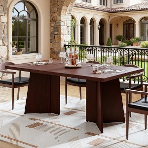 Dining Table for 6-8 People - 63" Modern Long Kitchen Table with Large Tabletop & Heavy Duty Pedestal Legs, Dinner Table for Kitchen, Conference Room - 1 of 4