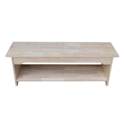 Brookstone 48" Unfinished Parawood Bench with Storage Shelf