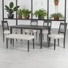 6-Piece Retro Dining Set with Rectangular Wooden Table, 4 Upholstered Chairs & Bench, Mid-Century Kitchen Furniture for Dining Room or Kitchen - 4 of 4