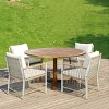 5 Piece Outdoor Patio Wood Dining Set,4 Seater Rattan Dining Set,Extendable Round Solid Wooden Kitchen Dining Table and Chairs-Coolbibila - 2 of 4