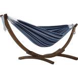 Vivere 8ft Double Cotton Hammock with Solid Pine Arc Stand
