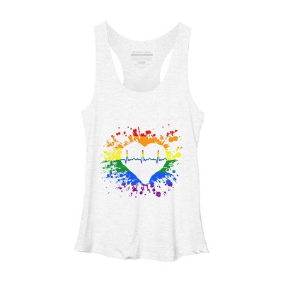 Adult Design By Humans Pride Heartbeat EKG Splatter By LegatoTendo Racerback Tank Top