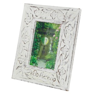 11"x9" Mango Wood Floral Carved Photo Frame, Easel Back - Olivia & May: Farmhouse Style, 5x7 Slot - 1 of 4