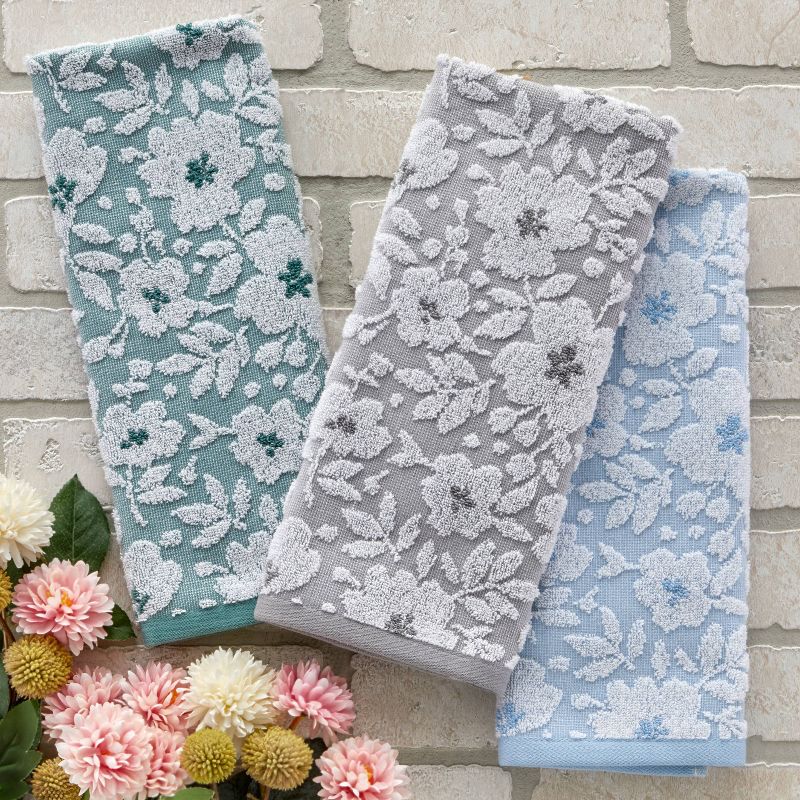 2pc Floral Jacquard Hand Towel Set Gray - SKL Home, 5 of 7