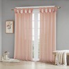 Flower Tab Top Solid Window Panel, Lightweight Faux Linen Semi-Sheer Fabric Light Filtering Curtain For All Decor Styles, Valentine's Day Gifts - 2 of 4