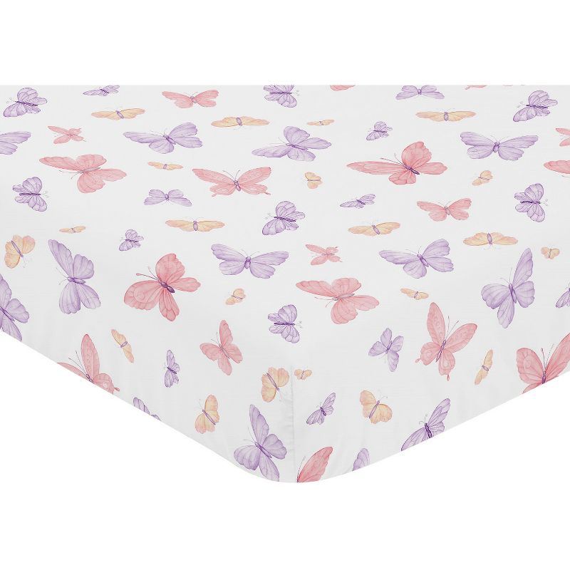 Sweet Jojo Designs Girl Baby Fitted Crib Sheet Butterfly Pink and Purple, 4 of 8