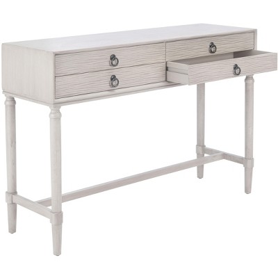 Aliyah Greige Wood and Metal 4-Drawer Console Table with Storage