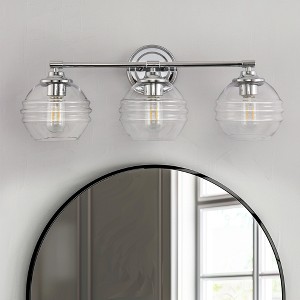 DORESshop 24 in. 3-Light Chrome Modern Globe Vanity Light for Bathroom with Clear Glass Shades - 1 of 4