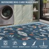 2x6FT Modern Washable Area Rug, Insect Floral Print Floor Cover with Non Slip Backing, Low Pile Stain Resistant Indoor Carpet for Bedroom - 4 of 4