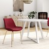 NicBex Round Dining Table Set Morden Kitchen Table for 2 with Trestle Base and 2 Velvet Chairs for Home Office - 3 of 4