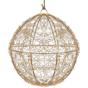 Northlight LED Lighted Twinkle Wire Ball Outdoor Christmas Decoration - 12" - Gold - 1 of 4