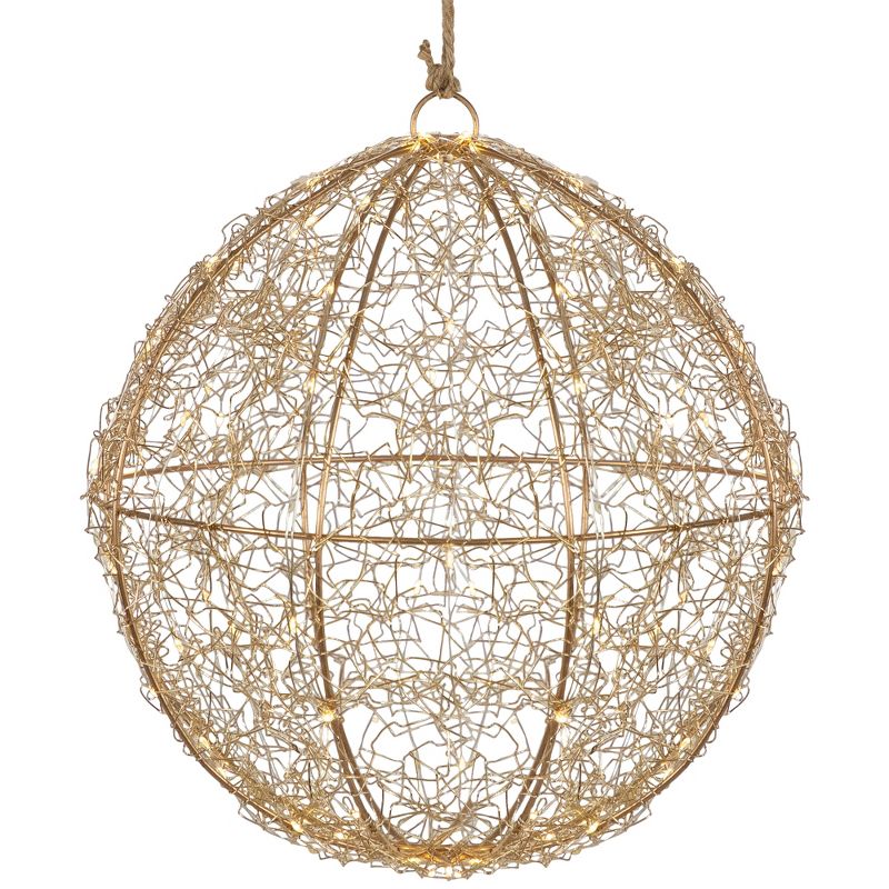 Northlight LED Twinkle Lighted Wire Ball Outdoor Christmas Decoration - 12" - Gold, 3 of 7