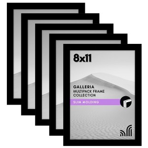 Americanflat 8x11 Picture Frame with Polished Plexiglass, Set of 5, Galleria Collection, Gallery Wall Frame Set for Tabletop and Wall Display, Black - 1 of 4