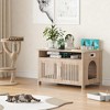 FURNIinspire Pet Crates and Houses, Modern Hidden Cat Box Cabinet with Storable Top, Entrances and Portable Handles, for Home, Brown, - 2 of 4