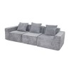 Resenkos Convertible Floor Lounger Sofa, Corduroy Futon with Pillow Back Support and Armrests, Light Grey - 2 of 4