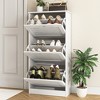 Resenkos Yardi Yard Modern Wooden Shoe Storage Organizer Cabinet for Entryway with 3 Flip Drawers, White - 3 of 4