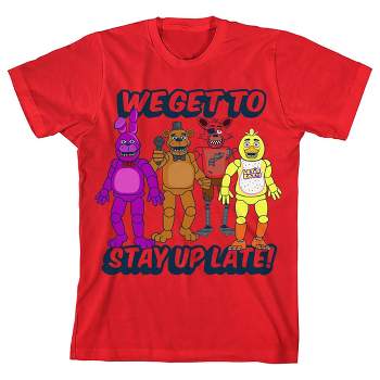 Five Nights at Freddy's We Get to Stay Up Late Boy's Red T-shirt