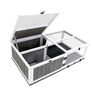 LAOTIES 43" Wooden Tortoise House,Indoor And Outdoor Turtle Cage With Waterproof Trays And Acrylic Enclosure For Small Reptiles - 1 of 4