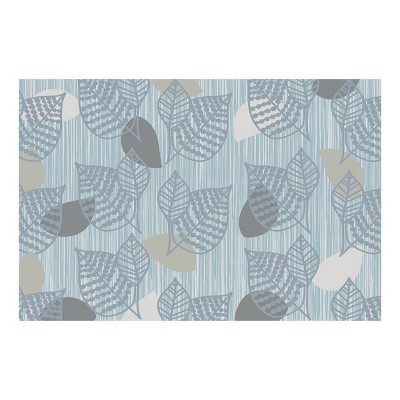 6'x9' Rectangle Woven Leaf Nylon Area Rug Blue - Kaplan Early Learning Company