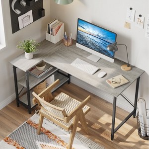 Bestier Reversible L Shaped Computer Desks, Work Desk with Adjustable Shelves - 1 of 4