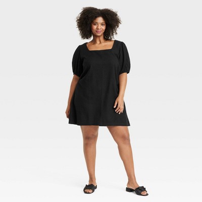 Women's Linen Short Sleeve Mini Sundress - A New Day™