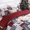Christmas Duvet Cover Set, Reversible Red Holiday Comforter Cover with 2 Pillow Shams, Soft Microfiber Bedding Set (Christmas Plaid) - 3 of 4