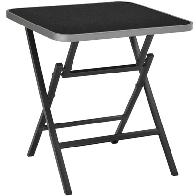 Tangkula Folding Dining Table Patio Portable Patio Bistro Table w/Tempered Glass Tabletop Suitable for Indoor & Outdoor